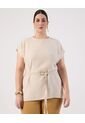 Blusa Con Cinturon  Curvy  Para Mujer Beige Patprimo de Patprimo