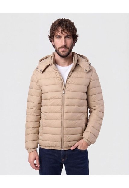Chaqueta Acolchada Con Capota   Para Hombre Café Patprimo