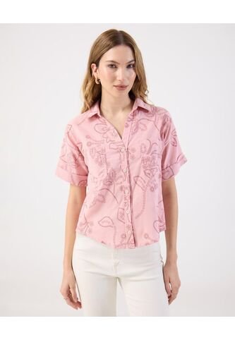 Camisa  Para Mujer Manga Corta Color Rosa Marca Patprimo #30010696 Patprimo