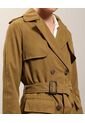 Chaqueta Trench Unicolor Con Cinturon   Para Mujer Verde Patprimo de Patprimo