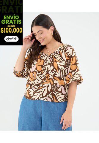 Blusa Para Mujer Manga Corta Color Café  Marca Patprimo #14121377 Patprimo