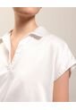 Blusa Satinada Escote En V  Para Mujer Blanco Patprimo de Patprimo