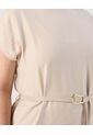Blusa Con Cinturon  Curvy  Para Mujer Beige Patprimo de Patprimo