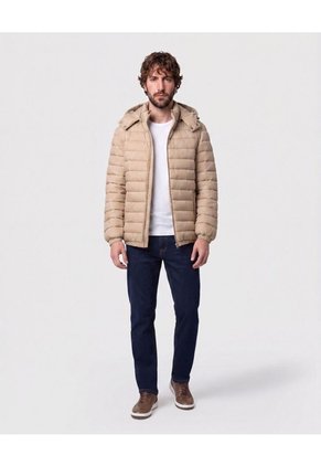Chaqueta Acolchada Con Capota Para Hombre Café Patprimo
