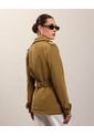 Chaqueta Trench Unicolor Con Cinturon   Para Mujer Verde Patprimo de Patprimo