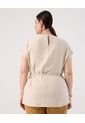 Blusa Con Cinturon  Curvy  Para Mujer Beige Patprimo de Patprimo