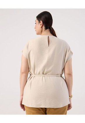Blusa Con Cinturon  Curvy  Para Mujer Beige Patprimo
