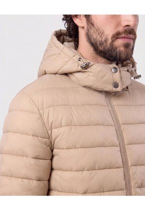 Chaqueta Acolchada Con Capota Para Hombre Café Patprimo
