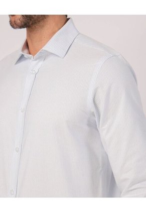 Camisa Manga Larga Unicolor   Para Hombre Azul Patprimo