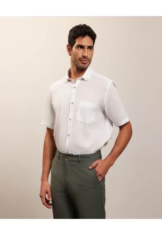 Camisa Para Hombre Manga Corta Con Bolsillo Cuello Button D Color Blanco Marca Patprimo #44013137 Patprimo