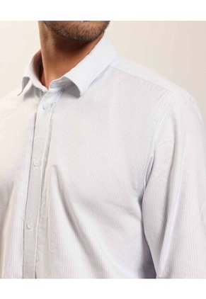 Camisa Manga Larga Unicolor   Para Hombre Azul Patprimo