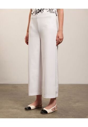 Pantalón Culotte Amplio Elegante  Para Mujer Blanco Patprimo Patprimo
