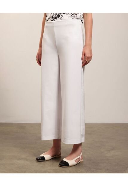 Pantalón Culotte Amplio Elegante  Para Mujer Blanco Patprimo