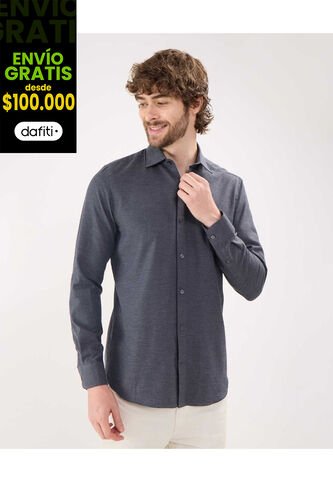 Camisa Para Hombre Manga Larga Sin Bolsillo Color Gris Oscuro Marca Patprimo #44013070 Patprimo