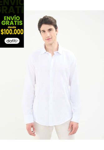 Camisa Guayabera Para Hombre Manga Larga Sin Bolsillo Color Blanco Marca Patprimo #44030388 Patprimo