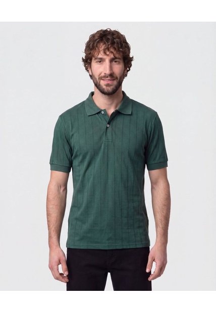 Polo Con Relieve Vertical   Para Hombre Verde Patprimo