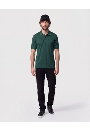 Polo Con Relieve Vertical   Para Hombre Verde Patprimo