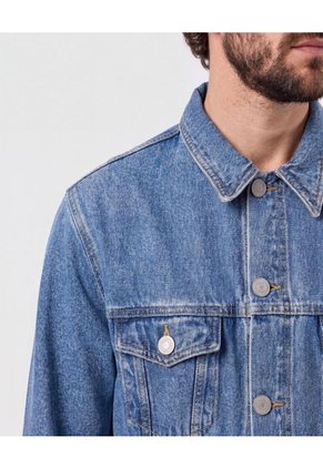 Chaqueta Denim Con Botones Para Hombre Azul Patprimo