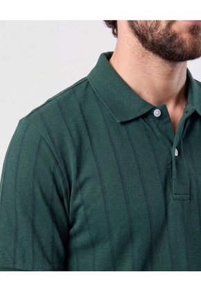 Polo Con Relieve Vertical   Para Hombre Verde Patprimo