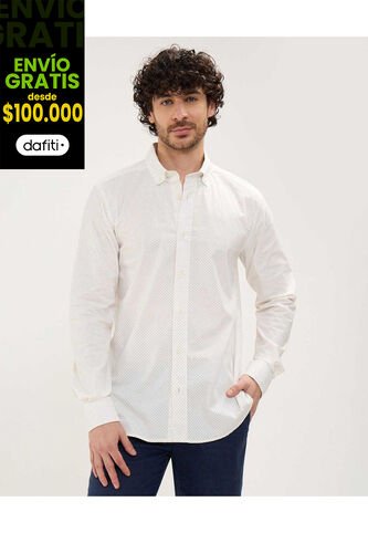 Camisa Para Hombre Manga Larga Sin Bolsillo Cuello Button D Color Crema Marca Patprimo #44013058 Patprimo