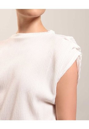Camiseta Unicolor Texturizada   Para Mujer Blanco Patprimo