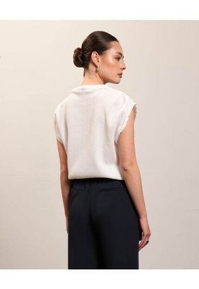 Camiseta Unicolor Texturizada   Para Mujer Blanco Patprimo