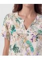 Blusa De Silueta Fluida Y Cuello En V  Para Mujer Crema Patprimo de Patprimo