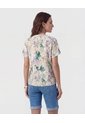Blusa De Silueta Fluida Y Cuello En V  Para Mujer Crema Patprimo de Patprimo