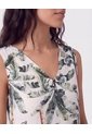 Vestido Corto Estampado Con Cinturón   Para Mujer Verde Patprimo de Patprimo
