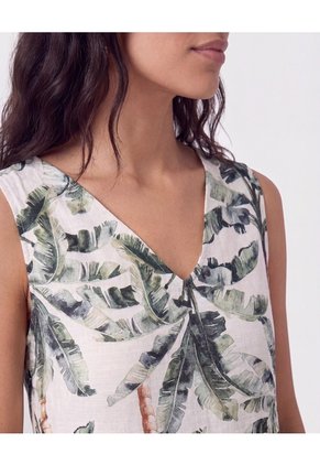 Vestido Corto Estampado Con Cinturón Para Mujer Verde Patprimo