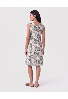 Vestido Corto Estampado Con Cinturón Para Mujer Verde Patprimo