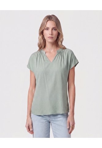 Blusa Cuello V Fruncido   Para Mujer Verde Patprimo Patprimo
