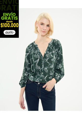 Blusa Para Mujer Manga 3/4 Color Verde Oscuro Marca Patprimo #30123390 Patprimo