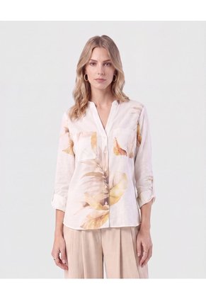 Blusa Cuello V Con Bolsillos Para Mujer Blanco Patprimo