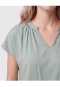 Blusa Cuello V Fruncido   Para Mujer Verde Patprimo de Patprimo
