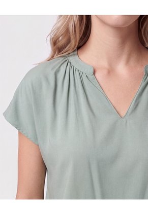 Blusa Cuello V Fruncido   Para Mujer Verde Patprimo