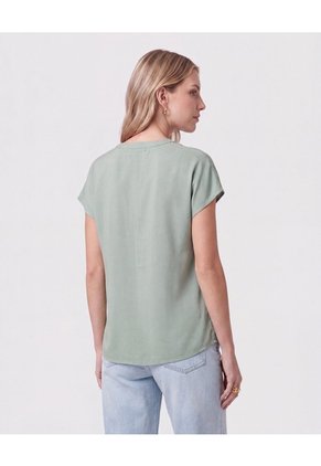 Blusa Cuello V Fruncido   Para Mujer Verde Patprimo