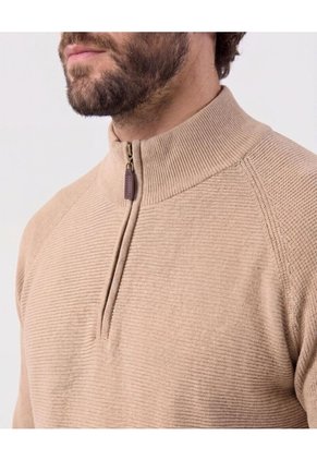 Suéter De Con Cremallera Y Textura Para Hombre Café Patprimo