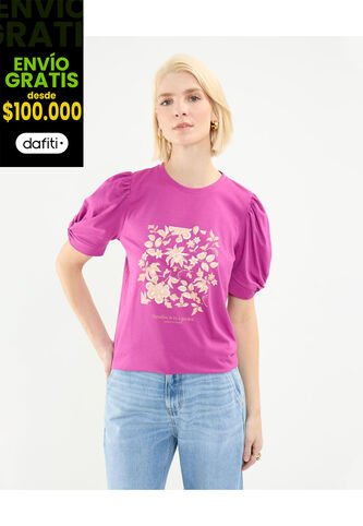 Camiseta Para Mujer Manga Corta Color Morado Marca Patprimo #30093656 Patprimo