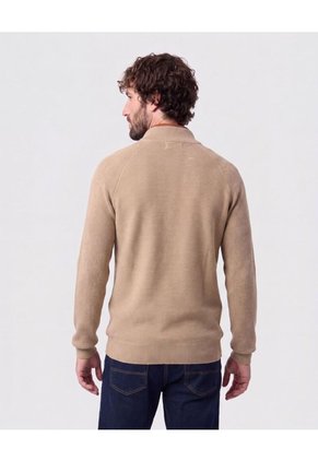 Suéter De Con Cremallera Y Textura Para Hombre Café Patprimo