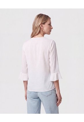 Blusa Cuello Volante   Para Mujer Blanco Patprimo