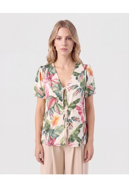 Blusa Con Cierre De Lazos   Para Mujer Verde Patprimo