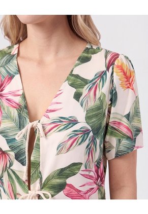 Blusa Con Cierre De Lazos   Para Mujer Verde Patprimo
