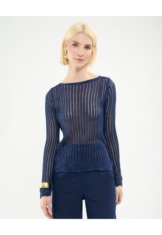 Saco Para Mujer Cuello Redondo Color Azul Oscuro Marca Patprimo #30330589 Patprimo