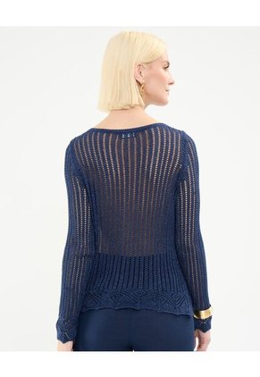 Saco Para Mujer Cuello Redondo Color Azul Oscuro Marca Patprimo #30330589