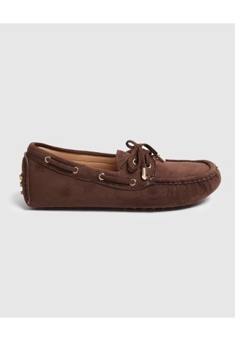 Mocasín De Gamuza Con Lazo   Para Mujer Café Patprimo Patprimo