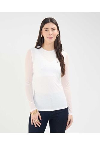 Camiseta Para Mujer Manga Larga Cuello Redondo Color Crema Marca Patprimo #30093613 Patprimo