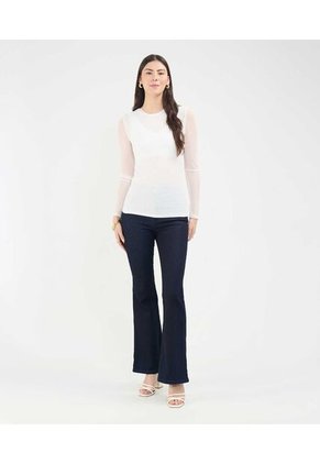 Camiseta Para Mujer Manga Larga Cuello Redondo Color Crema Marca Patprimo #30093613