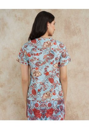 Camiseta Para Mujer Manga Corta Color Azul Claro Marca Patprimo #30093577