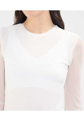 Camiseta Para Mujer Manga Larga Cuello Redondo Color Crema Marca Patprimo #30093613